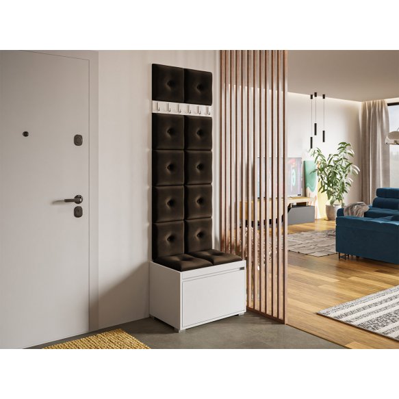 Grawis 60 cipőszekrény akasztóval + 12db. Pag Pik kárpitozott falpanel 30x30